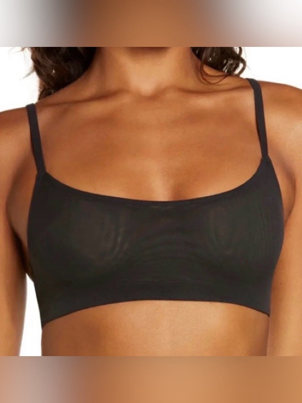 SKIMS Mesh Black Scoop Bralette with Adjustable Straps